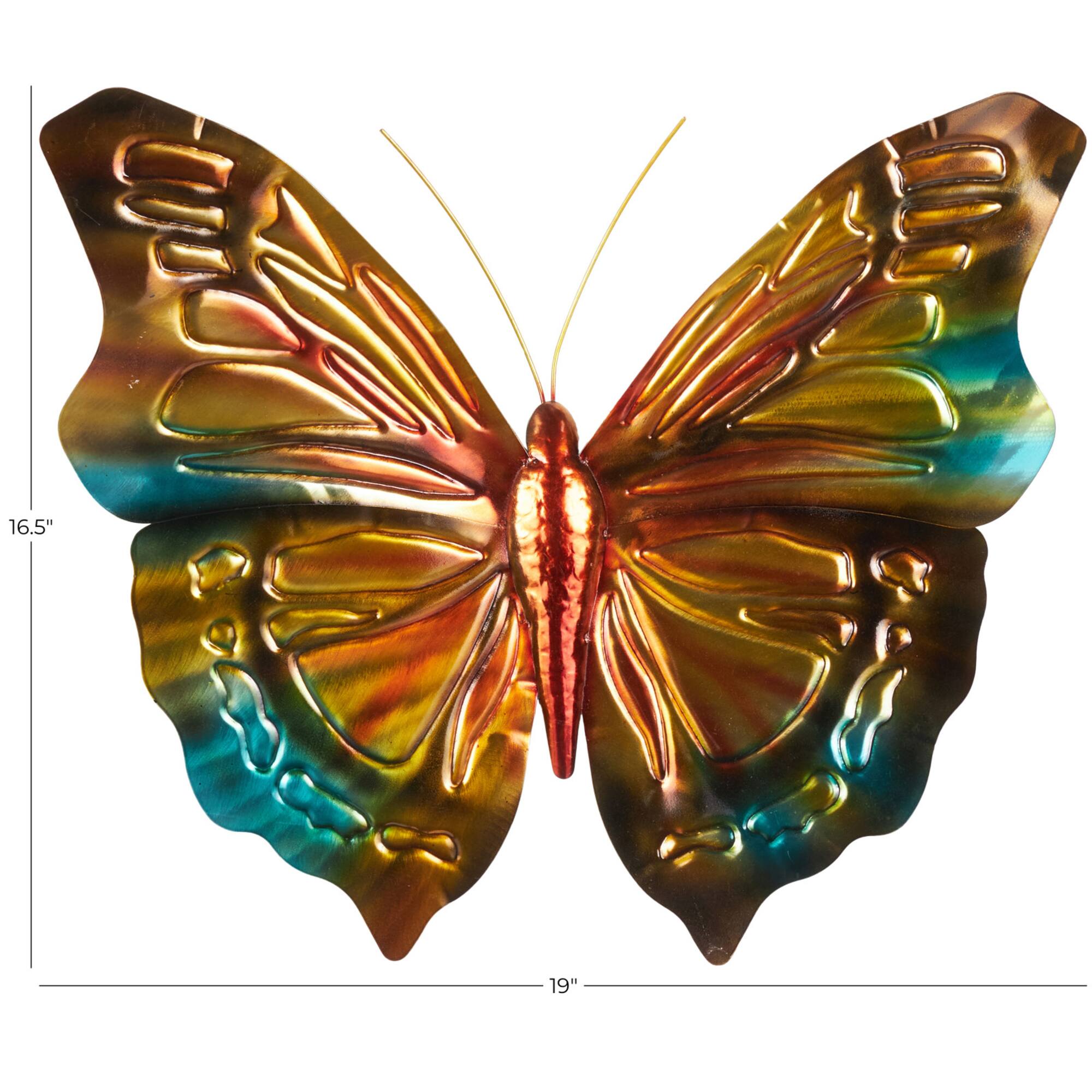 19" x 16.5" Stainless Steel Butterfly Home Wall Décor
